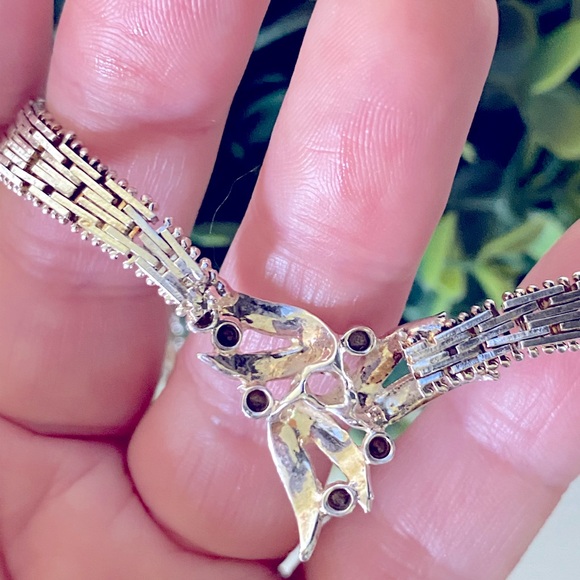 VINTAGE 80'S 925 STERLING SILVER 925 CHUNKY ITALY RICCO BLUE SAPPHIRE NECKLACE - Picture 3 of 10